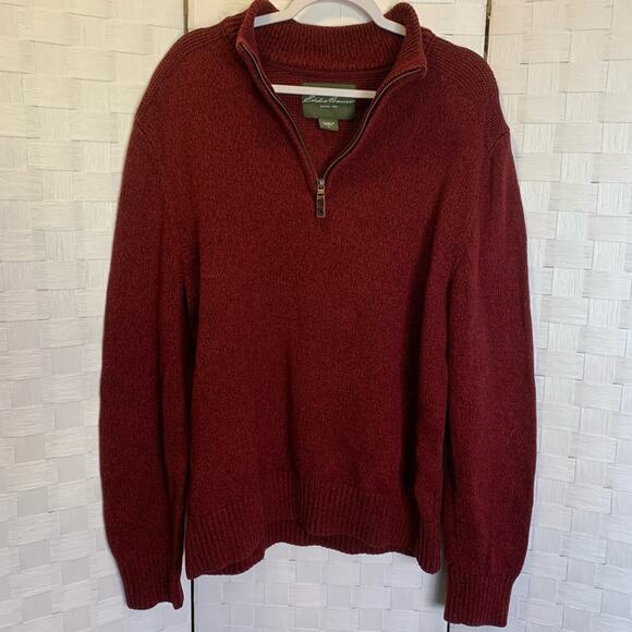 Eddie Bauer Men’s Quarter Zip maroon colored pullover men’s size XL - Picture 8 of 11